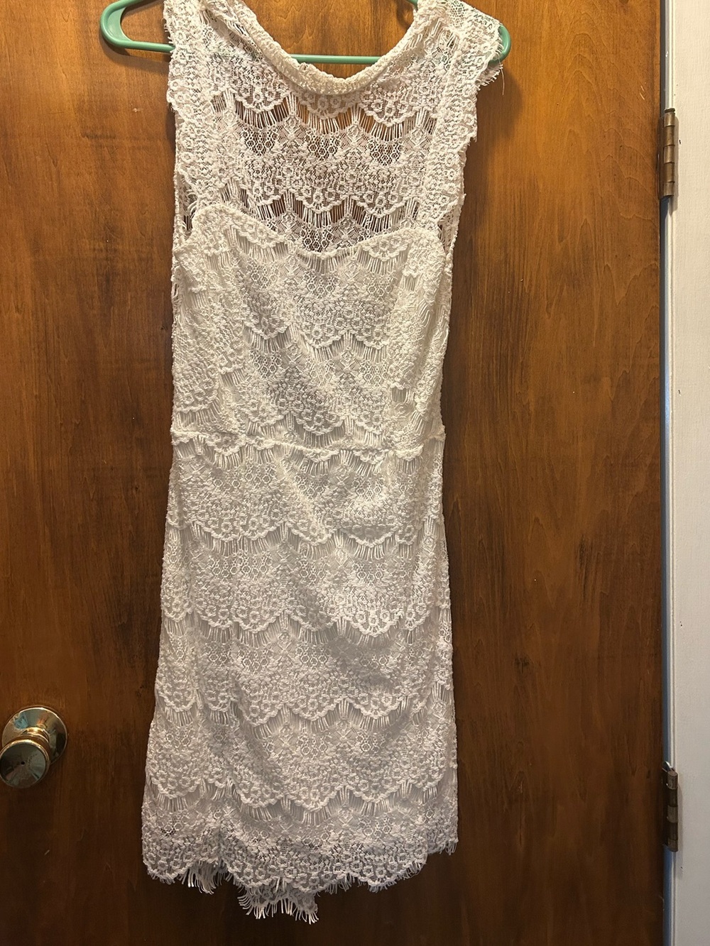 Free People White Lace Midi Sheath Dress